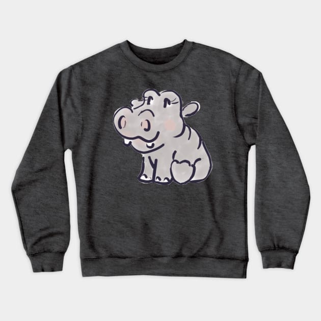Little Hippo Crewneck Sweatshirt by kktibbs